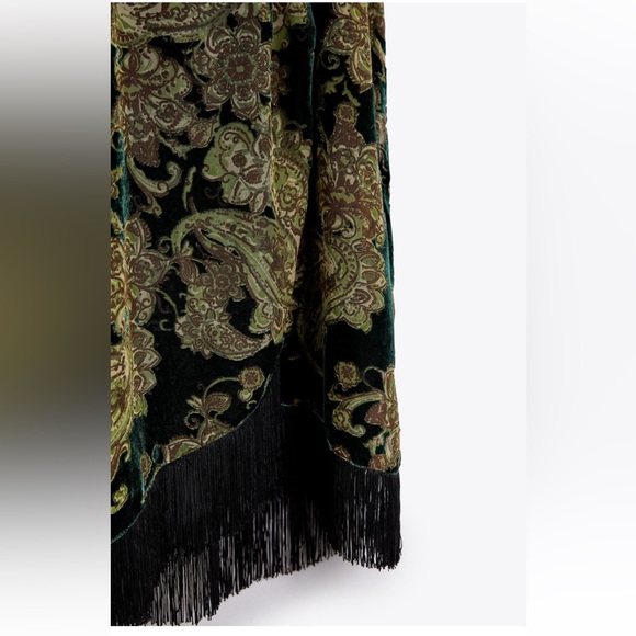 Zara midi fringed velvet dress sz S - Picture 6 of 8